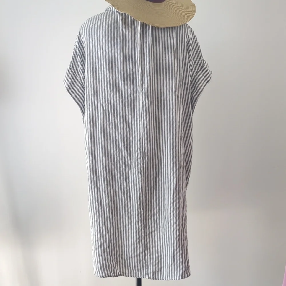 Gray and White Striped Dress - Picture 3 of 6